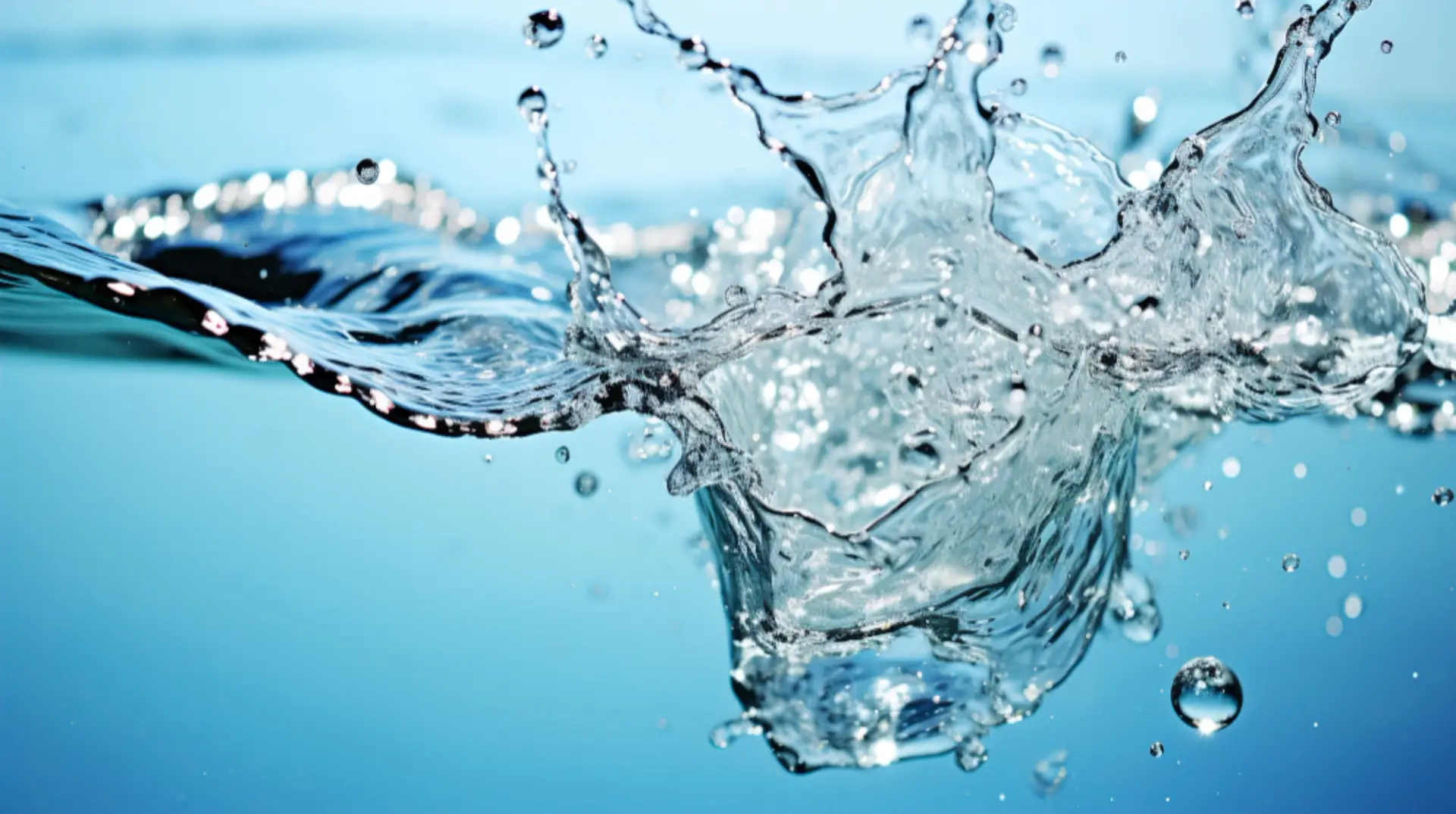 Illustration: Dynamic water splash, droplets spraying in motion