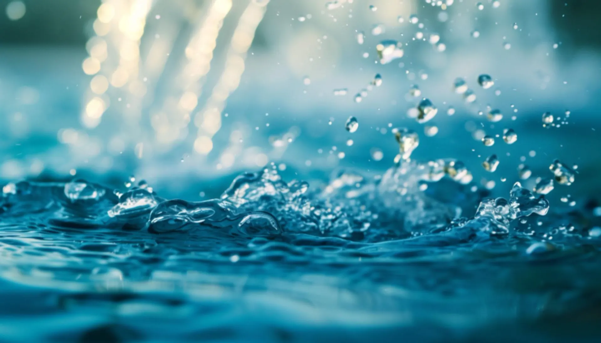Clean water splashing in clear pool surface
